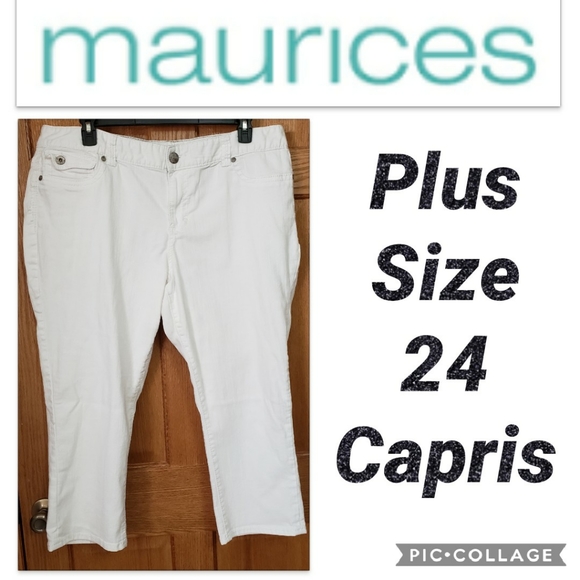 white jean capris plus size